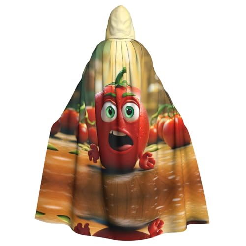 DRGFCXE Lustiger Poncho mit Cartoon-Tomaten-Motiv, ohne Reißverschluss, mit übergroßer Kapuze, bequem und weich, damit Sie die Party in vollen Zügen genießen können von DRGFCXE