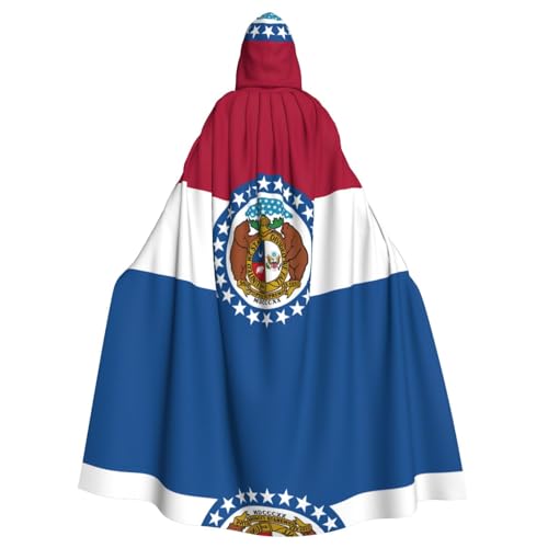 DRGFCXE Missouri State Flag Prom Kapuzenponcho ohne Reißverschluss kommt mit einer übergroßen Kapuze, bequem und weich, damit Sie die Party in vollen Zügen genießen können von DRGFCXE