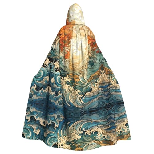 DRGFCXE Rough rolling waves Prom Hooded poncho no zipper comes with an oversized hood comfortable and soft allowing you to enjoy the party to the fullest von DRGFCXE