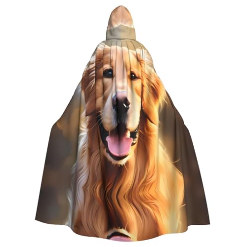 DRGFCXE Schöner Golden Retriever Hundeponcho mit Kapuze, ohne Reißverschluss, mit übergroßer Kapuze, bequem und weich, damit Sie die Party in vollen Zügen genießen können von DRGFCXE