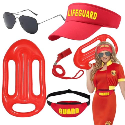 DRJCKOLOTH Life Guard Kostüm Zubehör,Rettungsschwimmerhut,Rettungsschwimmer Kostüm Set, Sonnenbrille,Bademeister Kostümzubehör,für Karneval Halloween von DRJCKOLOTH