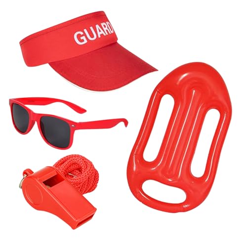 DRJCKOLOTH Life Guard Kostüm Zubehör,Rettungsschwimmerhut,Rettungsschwimmer Kostüm Set, Sonnenbrille,Bademeister Kostümzubehör,für Karneval Halloween von DRJCKOLOTH