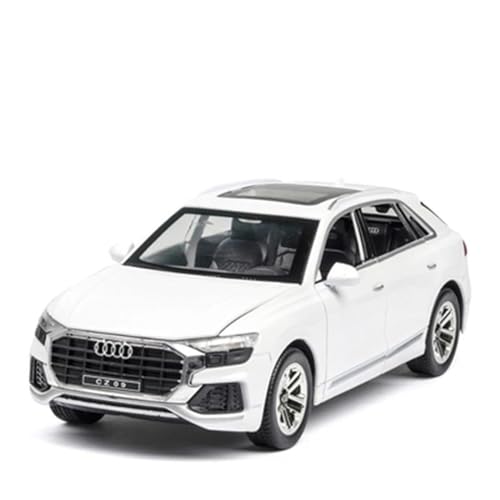 Motorfahrzeuge Replika Auto 1/24 Für Audi Q8 SUV Druckguss Metall Simulation Fahrzeuge Auto Modell Sound Und Licht Sammlung Geschenk Originalgetreue Nachbildung (Color : White) von DRModels