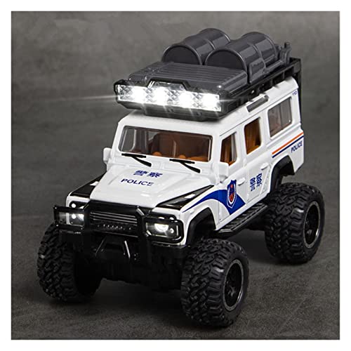 Motorfahrzeuge Replika Auto 1:32 Für Land Rover Defender Police Off-Road Automodell Sound Light Diecasts Metall Spielzeugfahrzeuge Originalgetreue Nachbildung (Color : White) von DRModels