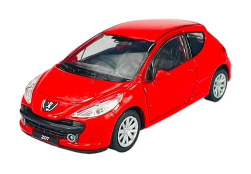 DROMADER Welly Peugeot 207 3 Türer Rot 2006-2015 ca 1/34-1/39 Metall Modell Auto Die Cast Neu im Kasten von DROMADER