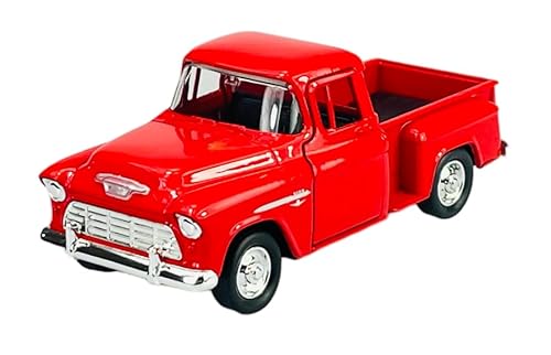 Welly 1955 Chevrolet Chevy C-Serie Stepside Pick-up Pritsche Rot 1/34-1/39 Metal Modell Auto Die Cast Neu im Kasten von DROMADER