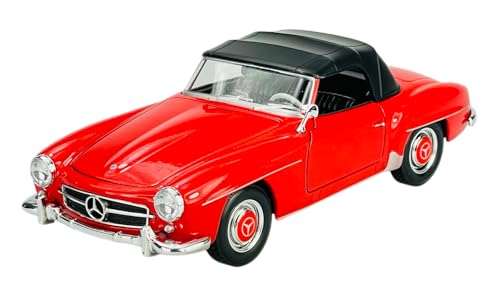 Welly 1955 Mercedes-Benz 190SL 190 SL W121 Rot Cabrio Offen1/24 Modell Auto Die Cast Neu im Kasten von DROMADER