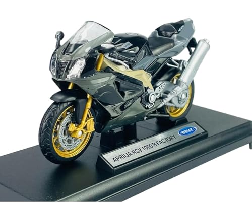 Welly Aprilia RSV 1000 R Factory Schwarz Mit Sockel 1:18 1/18 Metall Modell Motorrad Die Cast Neu im Kasten von DROMADER