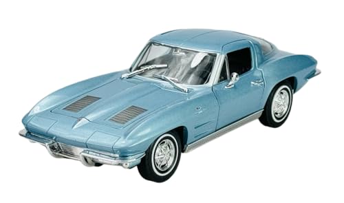 Welly Chevrolet Chevy Corvette C2 Stingray Coupe Blau Silber 1962-1967 1/24 1:24 Metall Modell Auto Die Cast Neu im Kasten von DROMADER