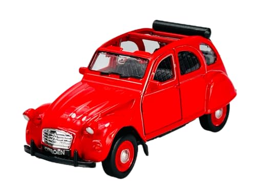 Welly Citroen 2cv Cabrio Offen Rot 1949-1990 ca 1/34-1/39 Metall Modell Auto Die Cast Neu im Kasten von DROMADER