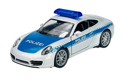 Welly Porsche 911 991 Carrera S Coupe Silber Polizei 1/34-1/39 Metal Modell Auto Die Cast Neu im Kasten von DROMADER