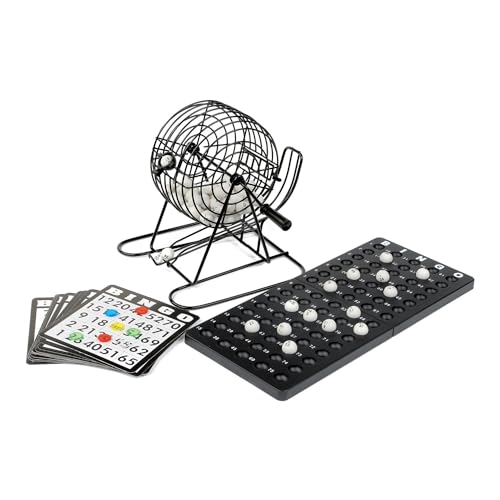 DRW Bingo Set mit 75 Metallkugeln in Schwarz, 20 x 20 x 21 cm von DRW