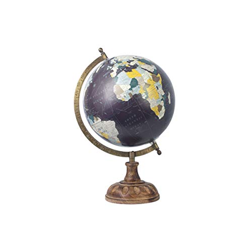 Globus aus Holz, 22 x 20 x 33 cm, Schwarz von DRW