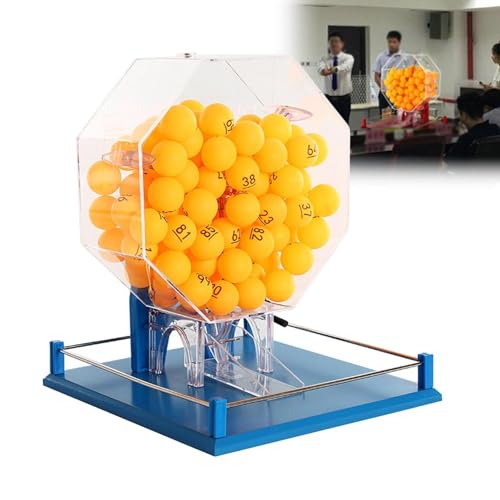 DRYIC Handkurbel-Ballnummernwähler, Acryl-Lotteriemaschine mit 100 Bällen, manueller Bingokäfig aus Metall, Bingo-Spielset (A) von DRYIC