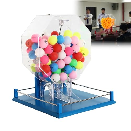 DRYIC Handkurbel-Ballnummernwähler, Acryl-Lotteriemaschine mit 100 Bällen, manueller Bingokäfig aus Metall, Bingo-Spielset (B) von DRYIC