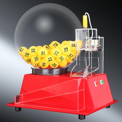 DRYIC Interaktives Spielzeug für Lotterieziehungsmaschinen, elektrische Lotteriemaschinen, Tombola-Trommel, Ballnummernwähler mit 60/100 Bällen (Red 60A) von DRYIC