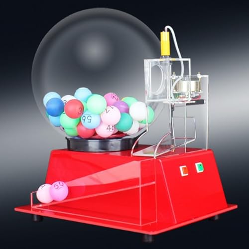 DRYIC Lotteriemaschine aus Acryl, automatischer Bingo-Käfig, fasst 60/100 Bälle, elektrische Lotteriekugelmaschine für Unterhaltungsstätten (Red 100B) von DRYIC