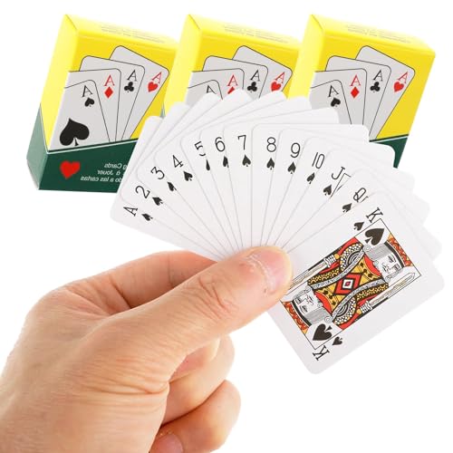 DSLSQD 3 Decks Spielkarten,Mini Kartenspiel,Kleine Spielkarten,Doppelkopf Spielkarten,Miniatur Pokerkarten,Zauberkarten,für Kinder Erwachsene Familien Party Kartenspiel Neuheitsgeschenk Partygeschenk von DSLSQD