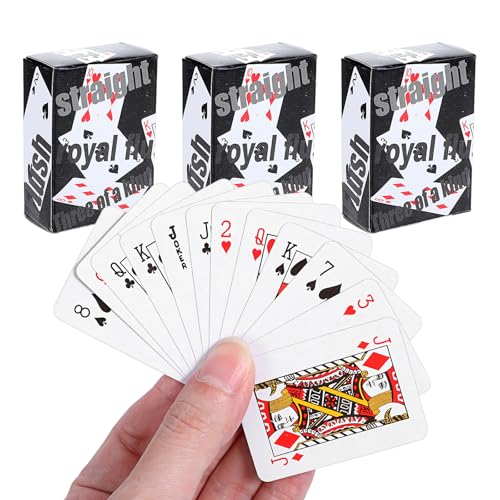 DSLSQD 3 Decks Spielkarten,Mini Pokerkarten,Kleine Spielkarten,Mini Kartenspiel,Doppelkopf Spielkarten,Miniatur Pokerkarten,Zauberkarten,für Kinder Erwachsene Familien Kartenspiel Karten Reisespiel von DSLSQD