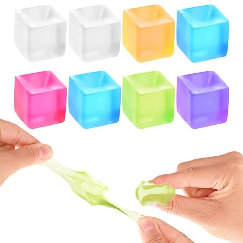 DSLSQD 8 Stück Stressbälle Squeeze Cube,Eiswürfel-Fidget Toys,Anti Stress Spielzeug Bälle,Würfelförmig Knetball,Anti Stress Eisblock Bälle,Sensorische ADHD Spielzeug für Kinder Erwachsene von DSLSQD