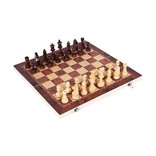 DSXUXU 3-in-1-Schachspiel, Schachspiel, Dame, Klappschachbrett, Indoor-Reiseschach, Schachfiguren, Schachfiguren, Internationale Schachfiguren/24 x 24 cm von DSXUXU