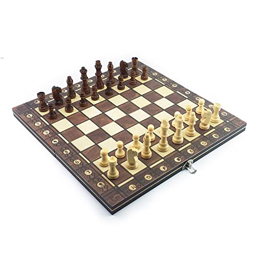 DSXUXU Chess Up+ Holzschach Backgammon Dame 3 in 1 Schachspiel Antikes Schach Reiseschachspiel Holzschachfigur Schachbrett Internationale Schachfiguren/24Cm von DSXUXU