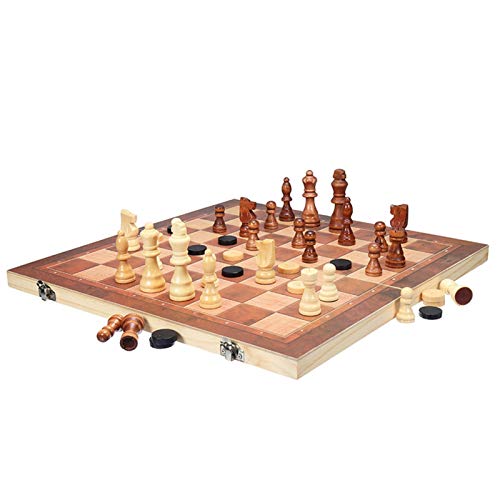 DSXUXU Internationales Schachbrett-Set, zusammenklappbar, Reisespiele, Schach, Backgammon, Schachfiguren, Unterhaltungsschach, Spielbrett, 38,5 x 38,5 x 4 cm, Internationale Schachfiguren von DSXUXU