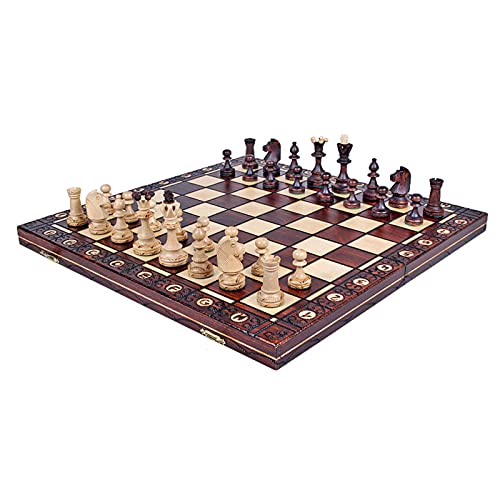 DSXUXU Neues Schachspiel aus Holz, 42 x 42 cm, Königshöhe 85 mm, Schachfiguren zum Schwimmen, Schachbrett, Schachspielset, Internationale Schachfiguren von DSXUXU