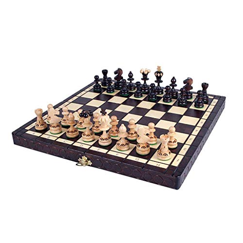 DSXUXU Schach Buche Schachspiel Klasse Veredeltes Schach Innenaufbewahrung Klappbares Schachbrett Aus Massivholz Unterhaltungsbrettspiel Geschenk Schachspiel, 36 * 18 * 5 cm von DSXUXU