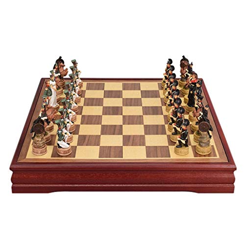 DSXUXU Schach Hochwertiges Schachspiel Charakter-Schachfiguren aus Kunstharz MDF-Schachbrett Retro-Schachspiele für den Schreibtisch als Geschenk, Stil B + Aufbewahrungsbrett von DSXUXU