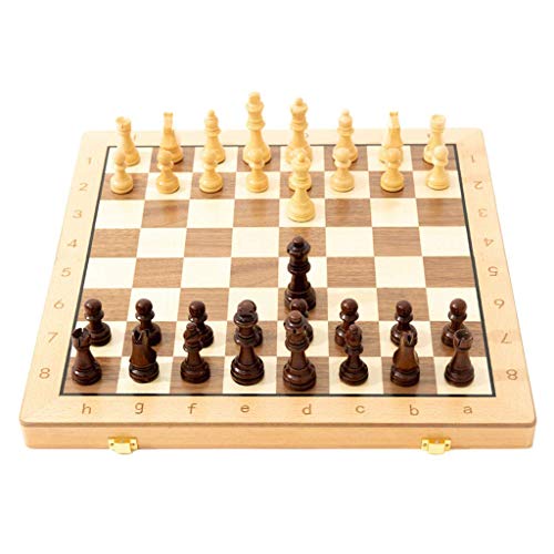 DSXUXU Schach Hölzernes internationales Schachspiel mit internem Speicher Faltbares Schachbrettspiel aus Massivholz Spiel Verlobtes Geburtstagsgeschenk Schachspiel, 42 cm von DSXUXU