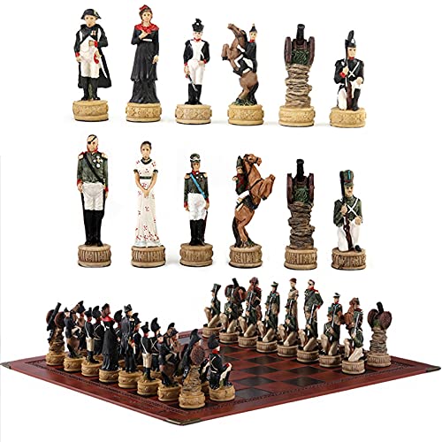 DSXUXU Schachfiguren 32-TLG. Schach, Handschnitzerei, handgezeichnete Schachfiguren aus dem russisch-mongolischen Krieg, Sammlerschach, Schachspiel, Internationale Schachfiguren/D von DSXUXU