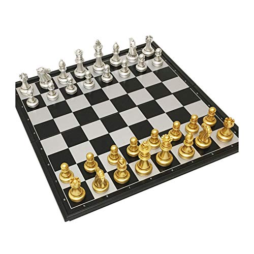 DSXUXU Schachspiel Schachfiguren Reiseschachspiel Splittergoldenes Klappschachbrett Internationale Schachfiguren / 36 * 36 * 2 cm von DSXUXU