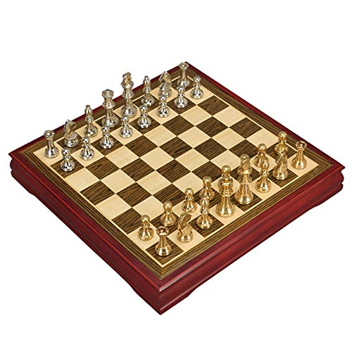 Internationales Schach, Schachfiguren aus Zinklegierung, Schachbrettmuster, professionelles Schachspiel, traditionelle Brettspiele für die Familie, tragbares Aufbewahrungsbrett, internationale Schachf von DSXUXU