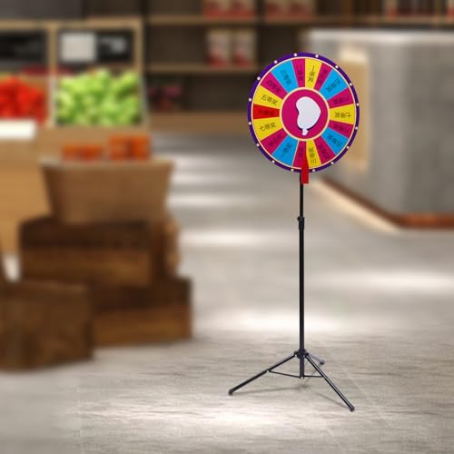 DSYOGX 24-Zoll Gluecksrad mit dreieckigem Bodenständer Einstellbar Höhe 39,37 Zoll bis 70,87 Zoll Glücksrad Spielzeug Farbe Rad Spiele für Messe Glücks-Spinn-Spiel von DSYOGX