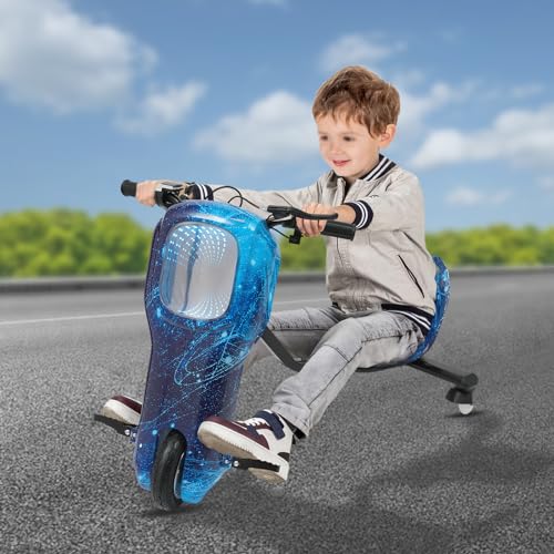 Drift Trike für Kinder, DSYOGX Elektrisches Dreirad für Kinder 360 Grad Drift Scooter E Scooter Kinder mit 5 Lichtfarben Elektro Driftscooter für Jungen & Madchen von DSYOGX