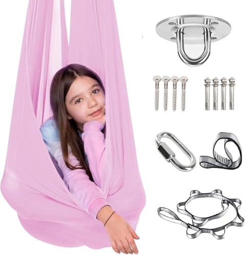 DTREEL Therapieschaukel Aerial Yogatuch Indoor Für Kinder Und Erwachsene，Yogatuch Zum Aufhängen, Sensorische Schaukel Outdoor Mit Autismus, Zur Selbstberuhigung, Sensory Swing(B) von DTREEL