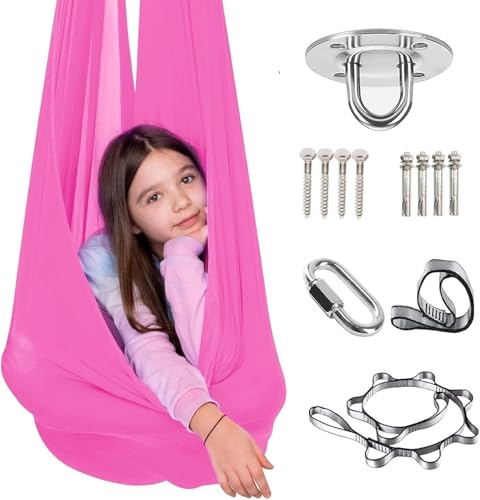 DTREEL Therapieschaukel Aerial Yogatuch Indoor Für Kinder Und Erwachsene，Yogatuch Zum Aufhängen, Sensorische Schaukel Outdoor Mit Autismus, Zur Selbstberuhigung, Sensory Swing(E) von DTREEL