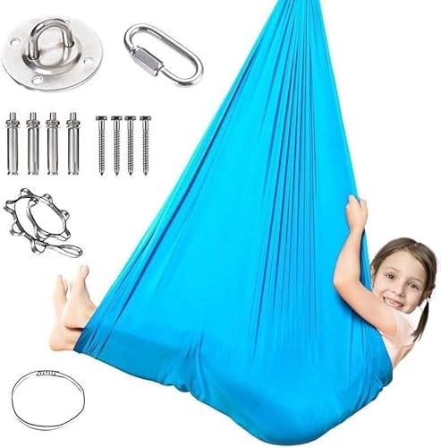 Sensory Swing Indoor, Sensory Sock Therapy Swing Children ADHD And Autism Outdoor, Swing Cloth, Nest Swing, Hanging Chair, Hypersensitivity Exercise, Deep Game Therapy Device(Blue2,280x100CM/110x39in) von DTREEL