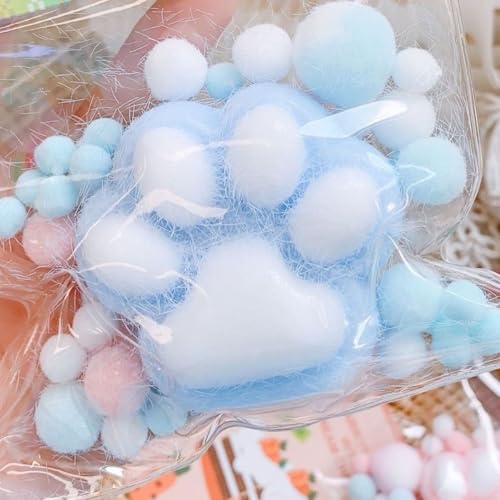 Handgefertigtes Squishy-Katzenpfoten-Quetschspielzeug, Squishy-Katzenpfoten-Quetschspielzeug, süße weiche Katzenpfoten-Sensorik, Stressball, süßes Katzenpfoten-Squishball-Spielzeug for Stressabbau(Bla von DTWEFF