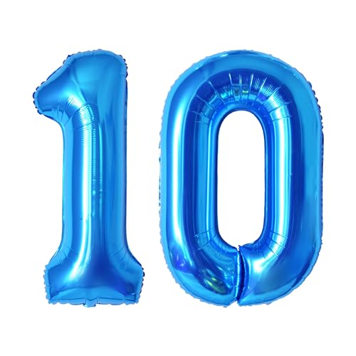 101,6 cm Zahlenballons, bunte Helium-Luftballons, selbstaufblasende Zahlenballons, Folienballon für Geburtstagsparty, Neujahrsdekoration, Jubiläumsdekoration, Firmenfeier (Blau #10) von DTXLX