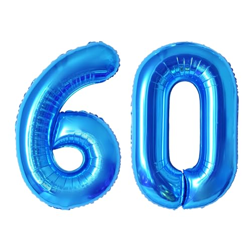 101,6 cm Zahlenballons, bunte Helium-Luftballons, selbstaufblasende Zahlenballons, Folienballon für Geburtstagsparty, Neujahrsdekoration, Jubiläumsdekoration, Firmenfeier (Blau #60) von DTXLX