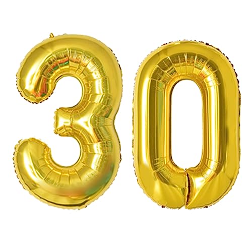 DTXLX 101,6 cm Zahlenballons, bunte Helium-Luftballons, selbstaufblasende Zahlenballons, Folienballon für Geburtstagsparty, Neujahrsdekoration, Jubiläumsdekoration, Firmenfeier (Gold #30), ZS002 von DTXLX