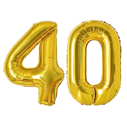 DTXLX 101,6 cm Zahlenballons, bunte Helium-Luftballons, selbstaufblasende Zahlenballons, Folienballon für Geburtstagsparty, Neujahrsdekoration, Jubiläumsdekoration, Firmenfeier (Gold #40), ZS002 von DTXLX