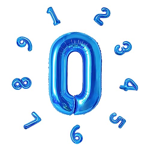 Zahlen Luftballon 40" -101CM, Bunte Luftballons Geburtstag, Helium Folienballon für Geburtstagsdeko, Party Deko,Neujahrsdekoration, Jubiläumsdekoration, Hochzeitsdeko (Blau #0) von DTXLX