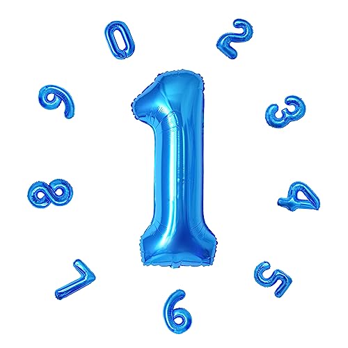 Zahlen Luftballon 40"-101CM, Bunte Luftballons Geburtstag, Helium Folienballon für Geburtstagsdeko, Party Deko,Neujahrsdekoration, Jubiläumsdekoration, Hochzeitsdeko (Blau #1) von DTXLX