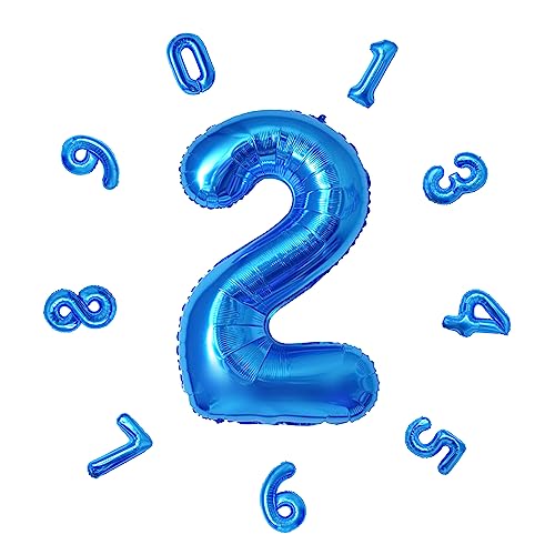 Zahlen Luftballon 40"-101CM, Bunte Luftballons Geburtstag, Helium Folienballon für Geburtstagsdeko, Party Deko,Neujahrsdekoration, Jubiläumsdekoration, Hochzeitsdeko (Blau #2) von DTXLX