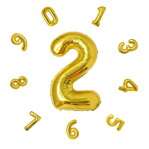 Zahlen Luftballon 40"-101CM, Bunte Luftballons Geburtstag, Helium Folienballon für Geburtstagsdeko, Party Deko,Neujahrsdekoration, Jubiläumsdekoration, Hochzeitsdeko (Gold #2) von DTXLX