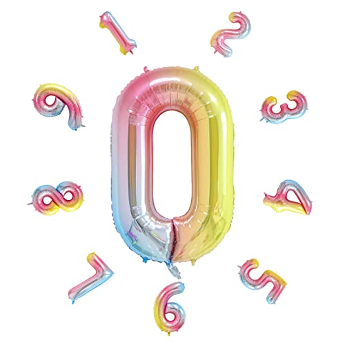 40" Zahlen Luftballon, Bunte Luftballons Geburtstag, Helium Folienballon für Geburtstagsdeko, Party Deko,Neujahrsdekoration, Jubiläumsdekoration, Hochzeitsdeko (Regenbogen #0) von DTXLX