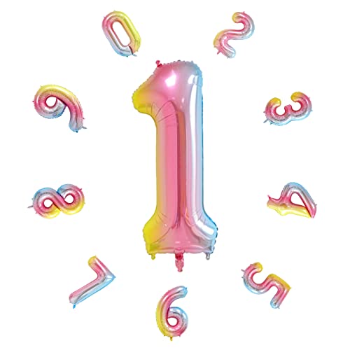 40" Zahlen Luftballon, Bunte Luftballons Geburtstag, Helium Folienballon für Geburtstagsdeko, Party Deko,Neujahrsdekoration, Jubiläumsdekoration, Hochzeitsdeko (Regenbogen #1) von DTXLX